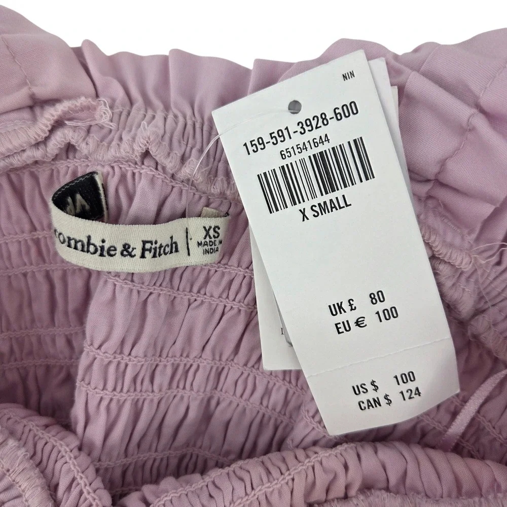 Abercrombie & Fitch‎ Smocked Bodice Easy Maxi Dress XS Lilac Purple Cottagecore